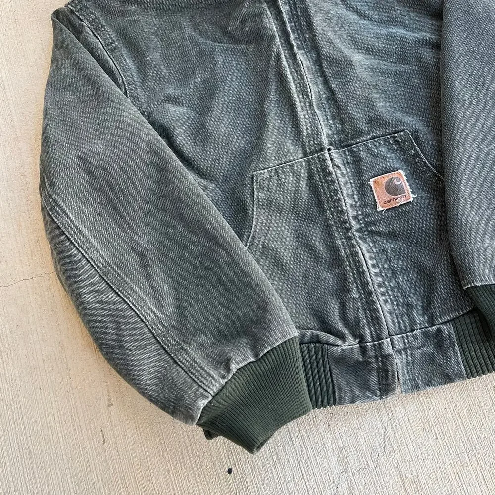 Carhartt YOUTH green hooded work wear jacket